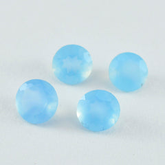 Riyogems 1PC Genuine Blue Chalcedony Faceted 8x8 mm Round Shape superb Quality Gemstone