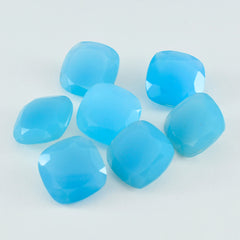 Riyogems 1PC Genuine Blue Chalcedony Faceted 9x9 mm Cushion Shape handsome Quality Gems