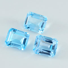 Riyogems 1PC Genuine Blue Topaz Faceted 10X12 mm Octagon Shape good-looking Quality Loose Gems