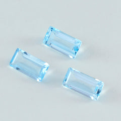 Riyogems 1PC Genuine Blue Topaz Faceted 10x20 mm Baguette Shape sweet Quality Gemstone