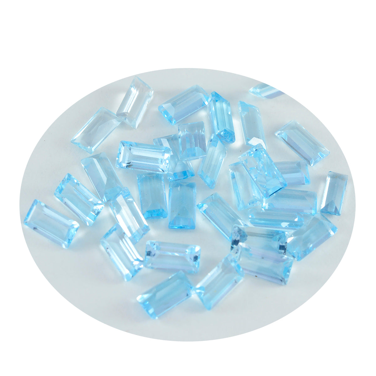 Riyogems 1PC Genuine Blue Topaz Faceted 4X8 mm Baguette Shape lovely Quality Loose Gems