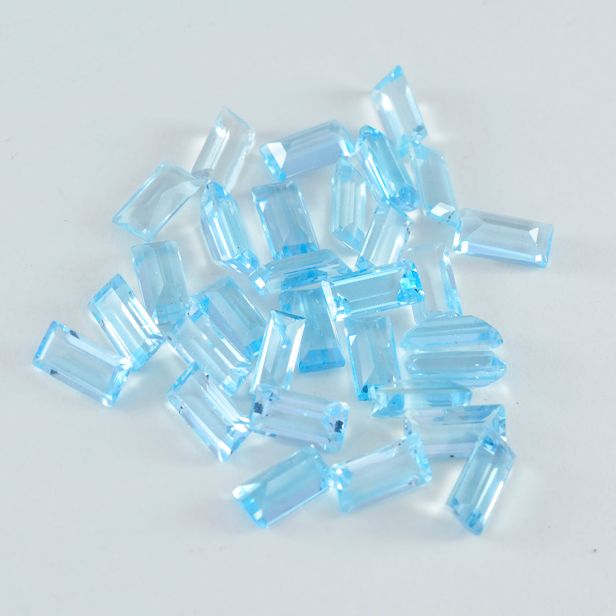 Riyogems 1PC Genuine Blue Topaz Faceted 4X8 mm Baguette Shape lovely Quality Loose Gems