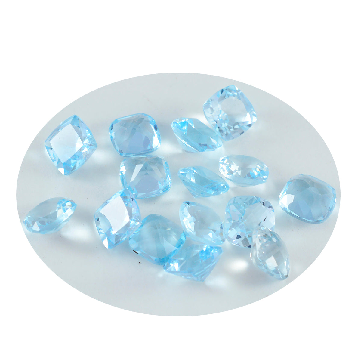 Riyogems 1PC Genuine Blue Topaz Faceted 6x6 mm Cushion Shape beauty Quality Loose Stone