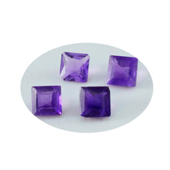 Riyogems 1PC Genuine Purple Amethyst Faceted 10x10 mm Square Shape pretty Quality Gemstone