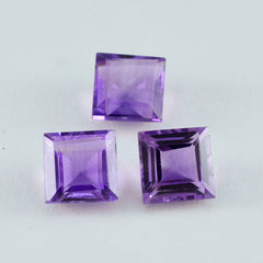 Riyogems 1PC Genuine Purple Amethyst Faceted 13x13 mm Square Shape nice-looking Quality Loose Stone