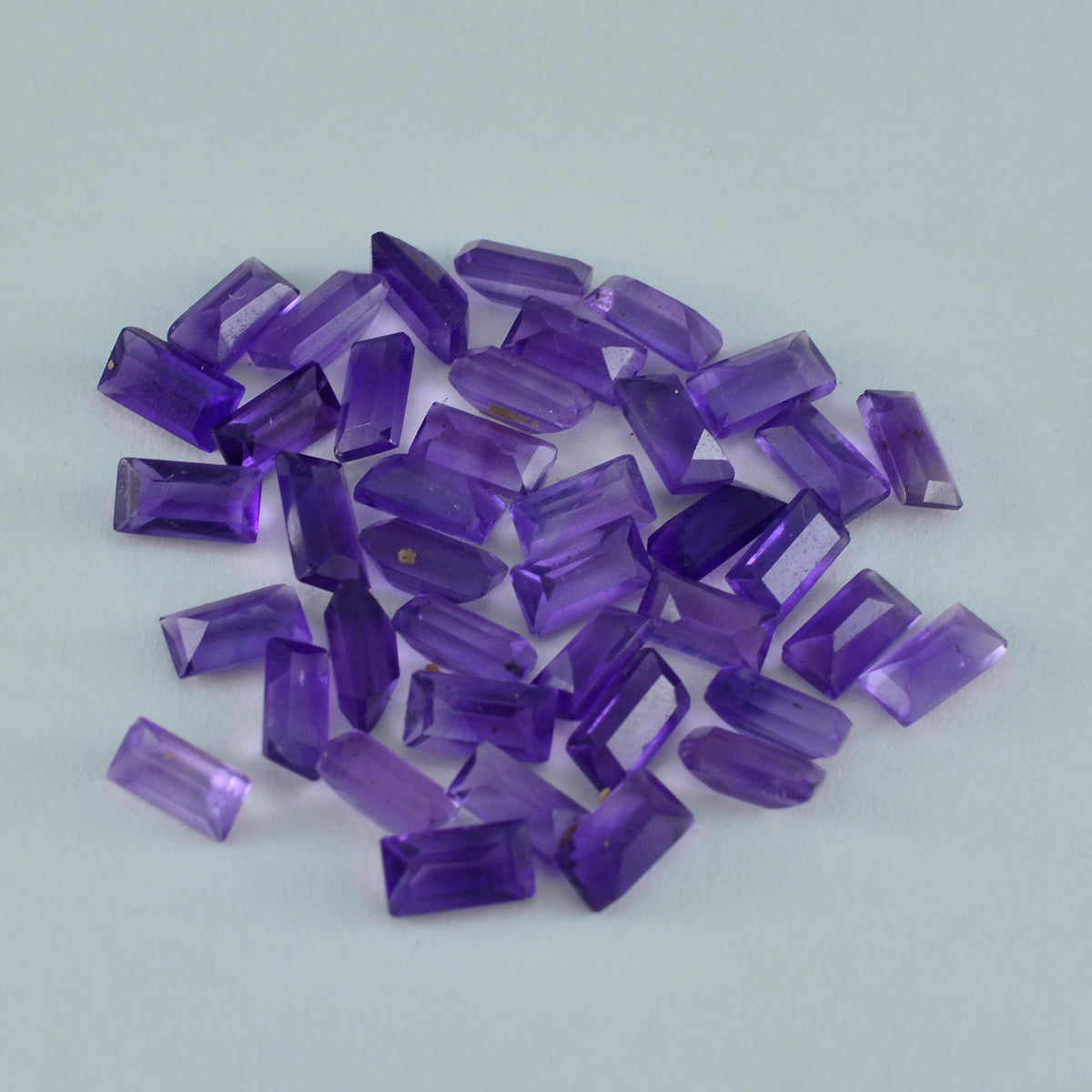 Riyogems 1PC Genuine Purple Amethyst Faceted 4x8 mm Baguette Shape nice-looking Quality Loose Gemstone