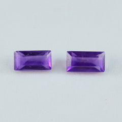 Riyogems 1PC Genuine Purple Amethyst Faceted 7X14 mm Baguette Shape astonishing Quality Stone