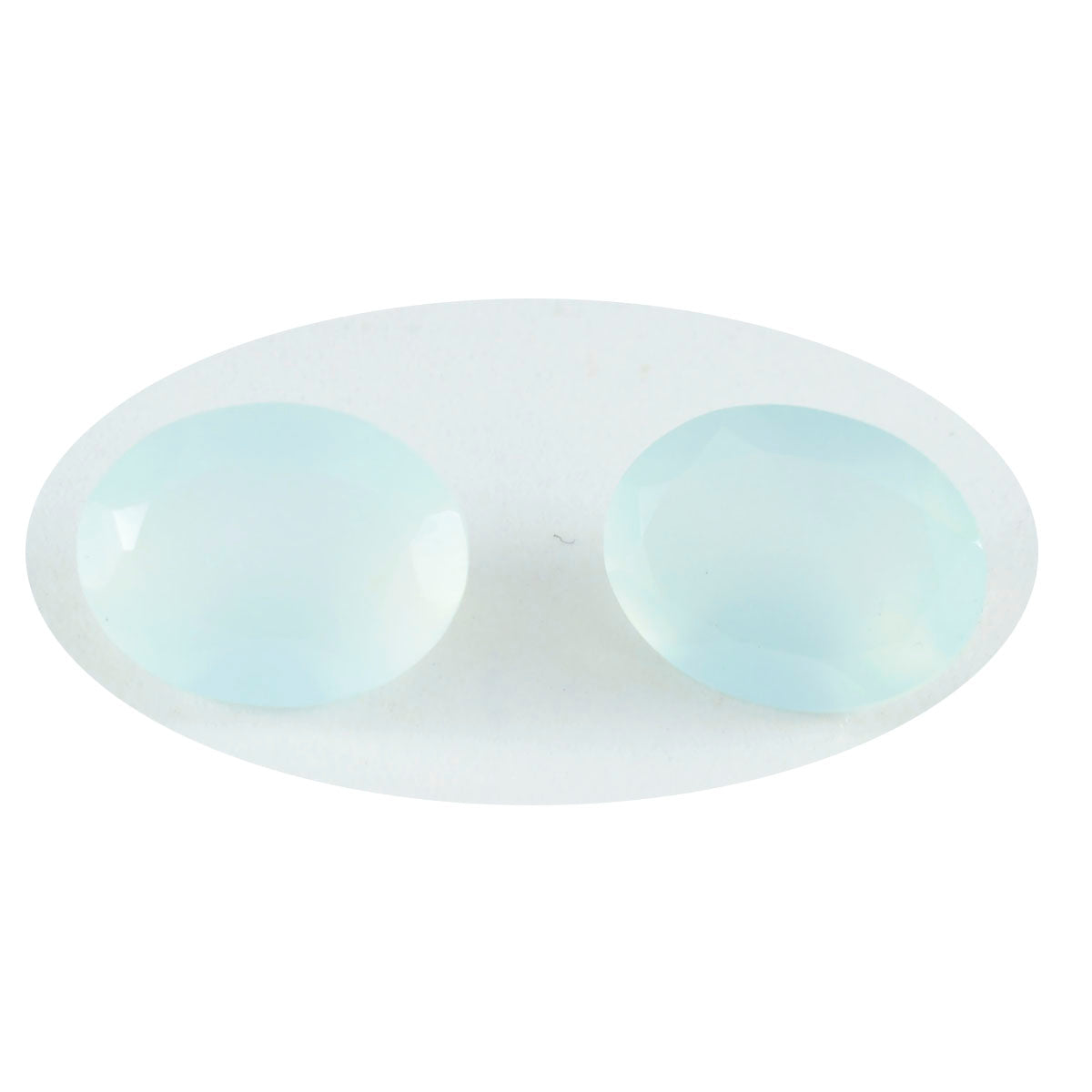 Riyogems 1PC Natural Aqua Chalcedony Faceted 10x12 mm Oval Shape astonishing Quality Loose Gems