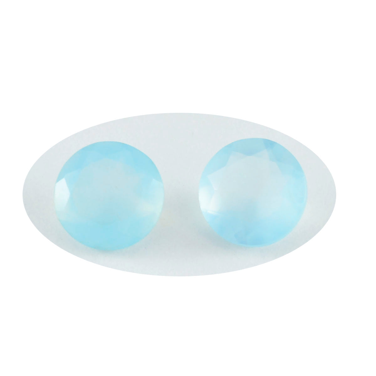 Riyogems 1PC Natural Aqua Chalcedony Faceted 11x11 mm Round Shape cute Quality Gems