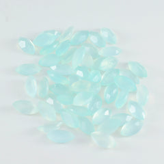 Riyogems 1PC Natural Aqua Chalcedony Faceted 4x8 mm Marquise Shape AA Quality Loose Stone