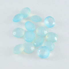 Riyogems 1PC Natural Aqua Chalcedony Faceted 5x5 mm Round Shape wonderful Quality Gemstone