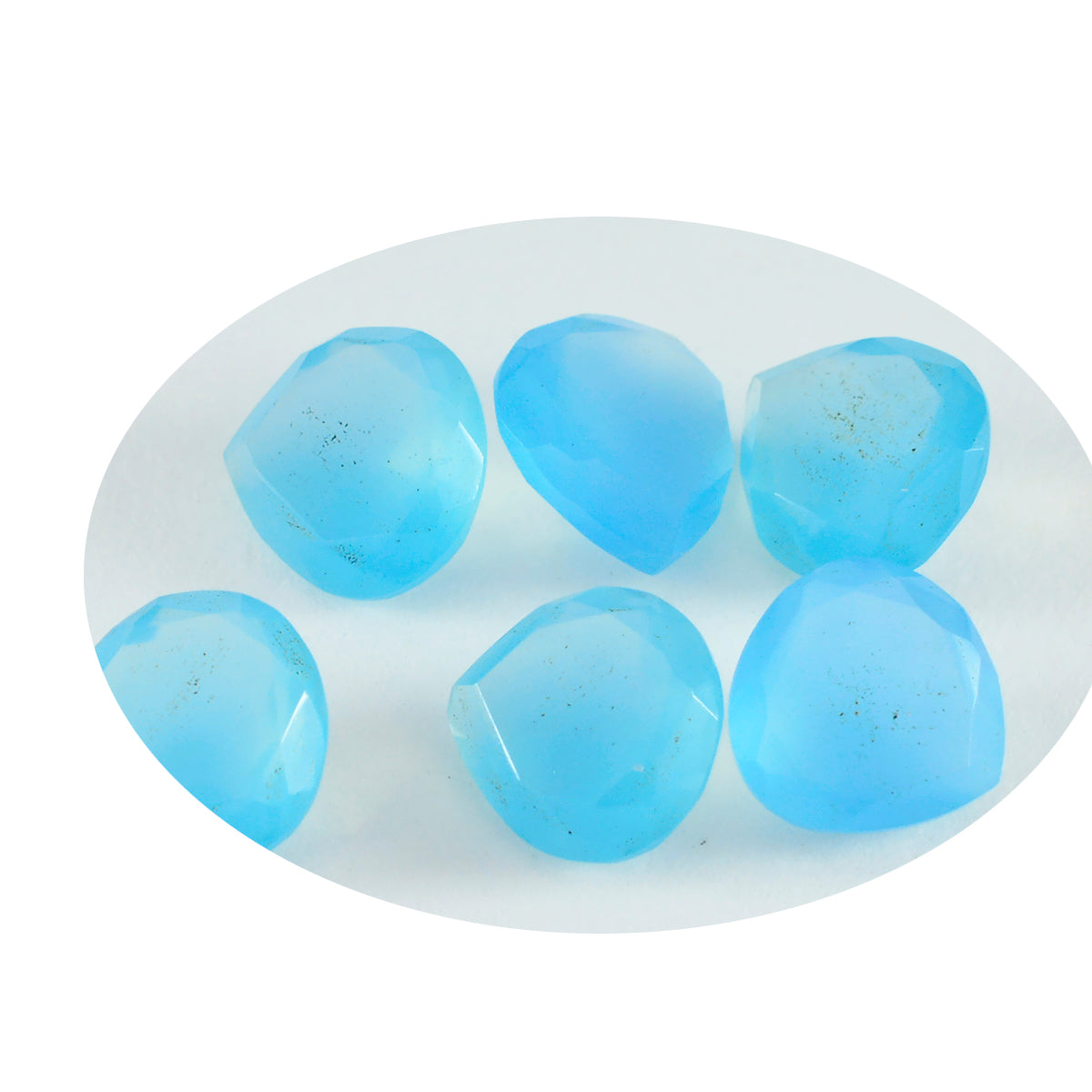Riyogems 1PC Natural Aqua Chalcedony Faceted 6x6 mm Heart Shape handsome Quality Stone