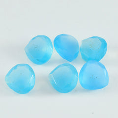 Riyogems 1PC Natural Aqua Chalcedony Faceted 6x6 mm Heart Shape handsome Quality Stone