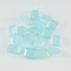 Riyogems 1PC Natural Aqua Chalcedony Faceted 6x8 mm Octagon Shape attractive Quality Gems