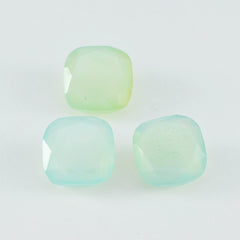 Riyogems 1PC Natural Aqua Chalcedony Faceted 8x8 mm Cushion Shape A+ Quality Gemstone