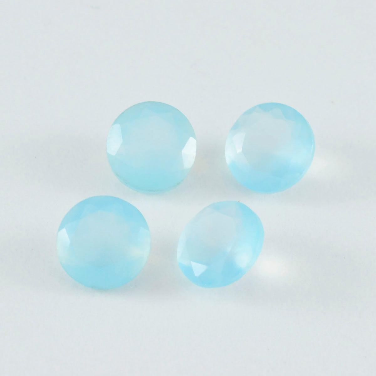Riyogems 1PC Natural Aqua Chalcedony Faceted 8x8 mm Round Shape awesome Quality Loose Stone