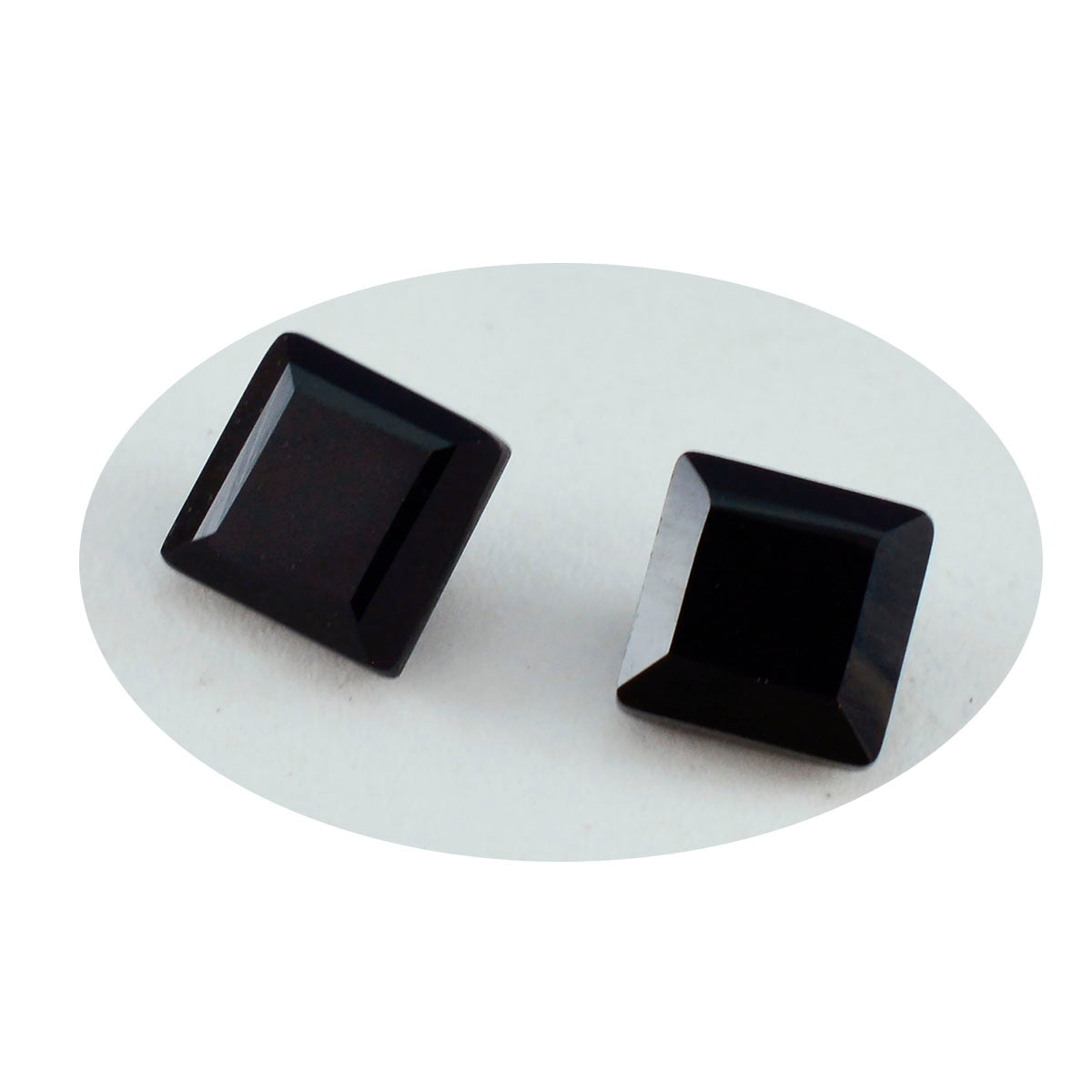 Riyogems 1PC Natural Black Onyx Faceted 10x10 mm Square Shape beauty Quality Gems