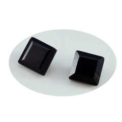 Riyogems 1PC Natural Black Onyx Faceted 10x10 mm Square Shape beauty Quality Gems