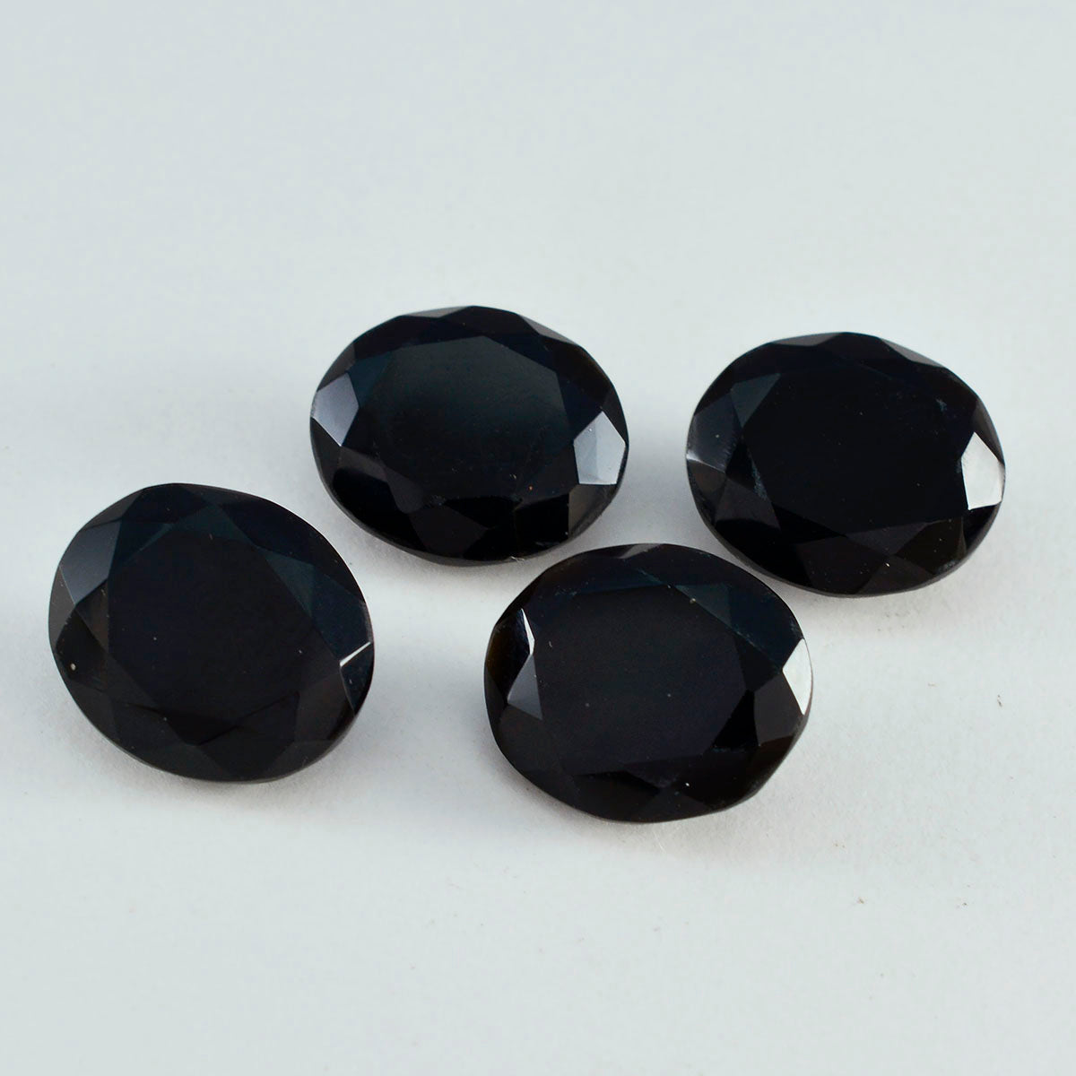 Riyogems 1PC Natural Black Onyx Faceted 10x14 mm Oval Shape awesome Quality Gemstone