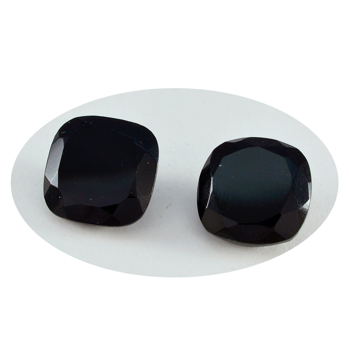 Riyogems 1PC Natural Black Onyx Faceted 12X12 mm Cushion Shape good-looking Quality Gems