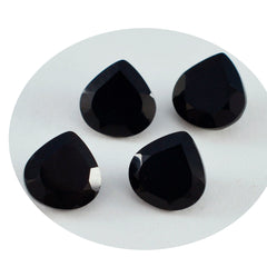 Riyogems 1PC Natural Black Onyx Faceted 12x12 mm Heart Shape A+1 Quality Loose Stone