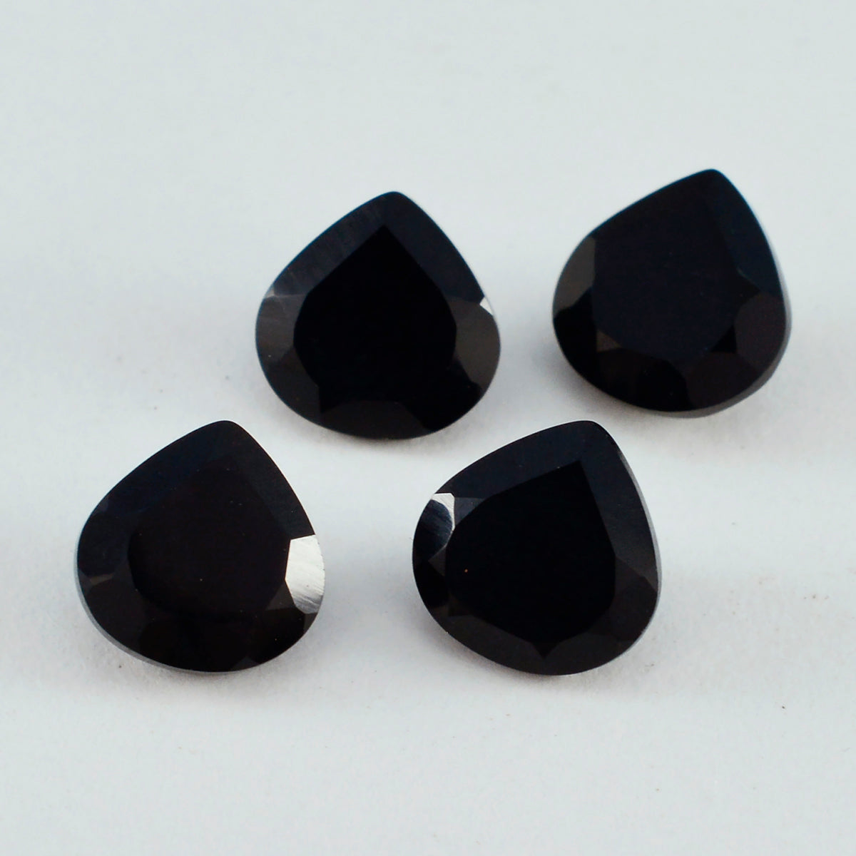 Riyogems 1PC Natural Black Onyx Faceted 12x12 mm Heart Shape A+1 Quality Loose Stone