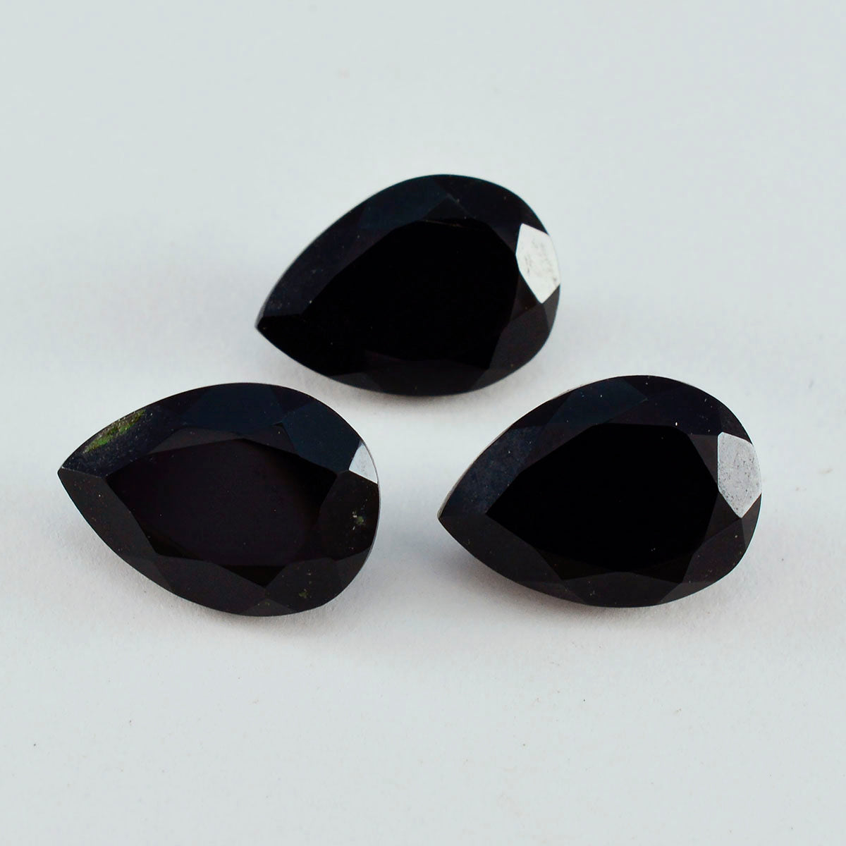 Riyogems 1PC Natural Black Onyx Faceted 12x16 mm Pear Shape A1 Quality Loose Gem