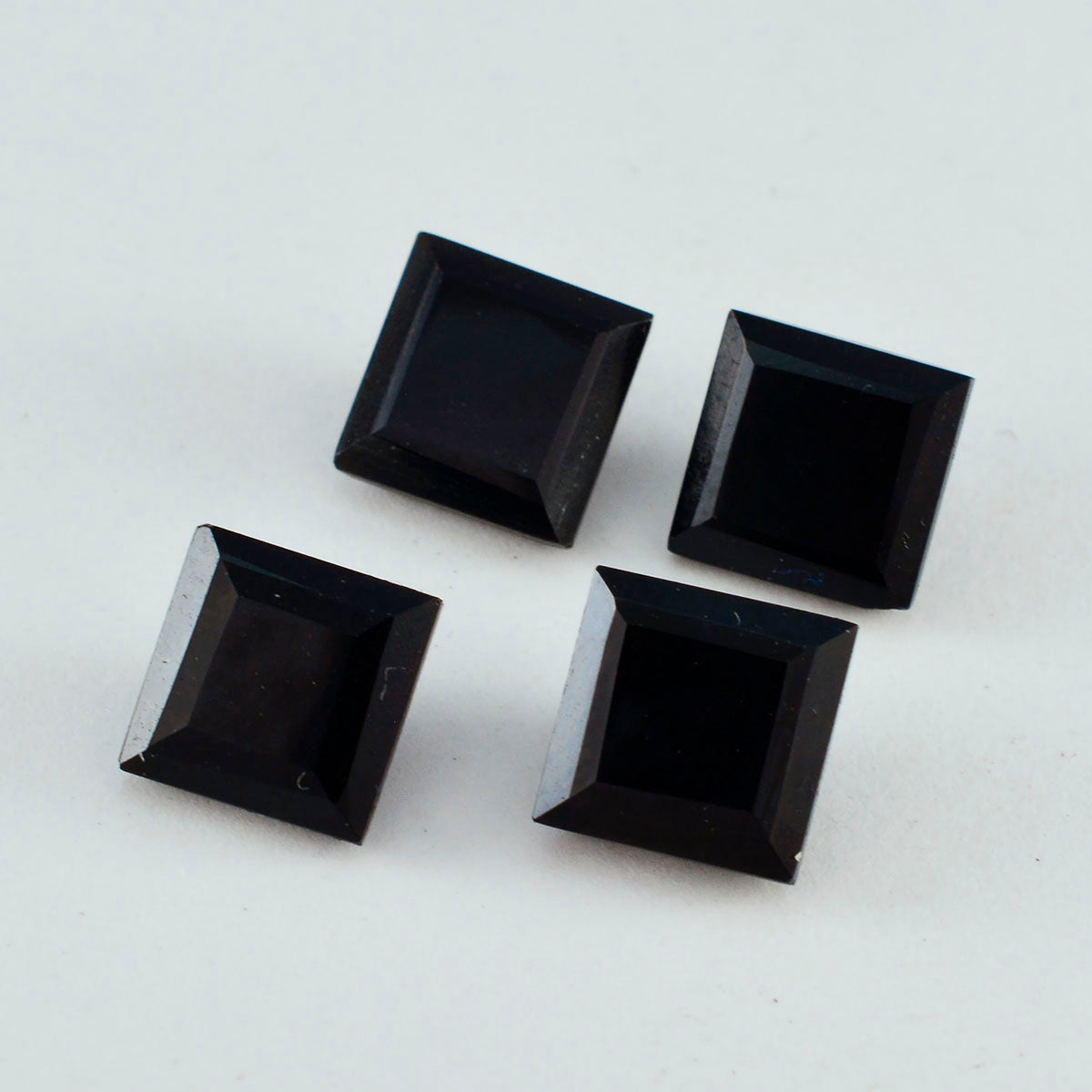 Riyogems 1PC Natural Black Onyx Faceted 13x13 mm Square Shape A Quality Loose Gem