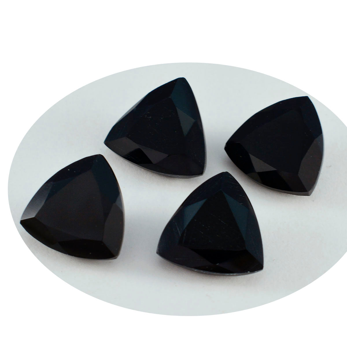 Riyogems 1PC Natural Black Onyx Faceted 13x13 mm Trillion Shape good-looking Quality Gem