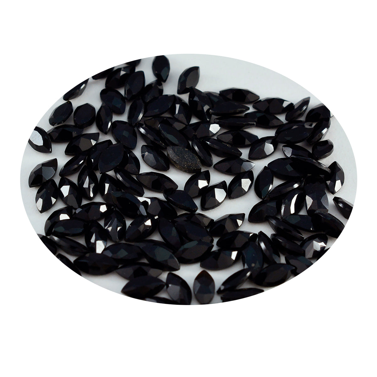 Riyogems 1PC Natural Black Onyx Faceted 2x4 mm Marquise Shape Nice Quality Gems