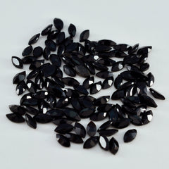 Riyogems 1PC Natural Black Onyx Faceted 2x4 mm Marquise Shape Nice Quality Gems