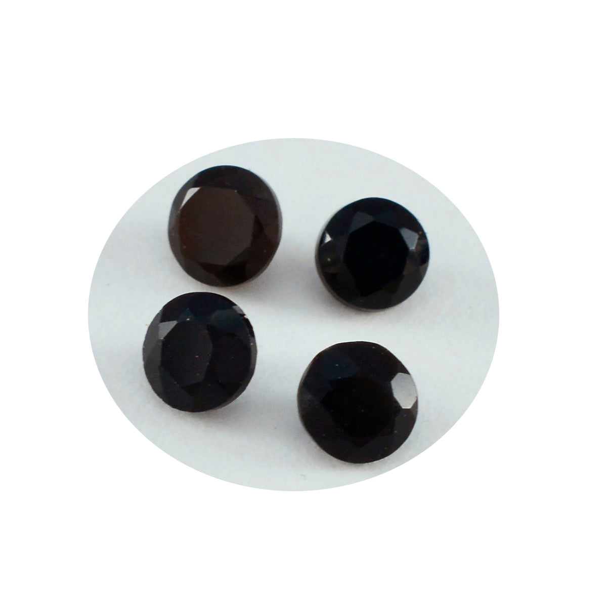 Riyogems 1PC Natural Black Onyx Faceted 4X4 mm Round Shape beautiful Quality Loose Gemstone