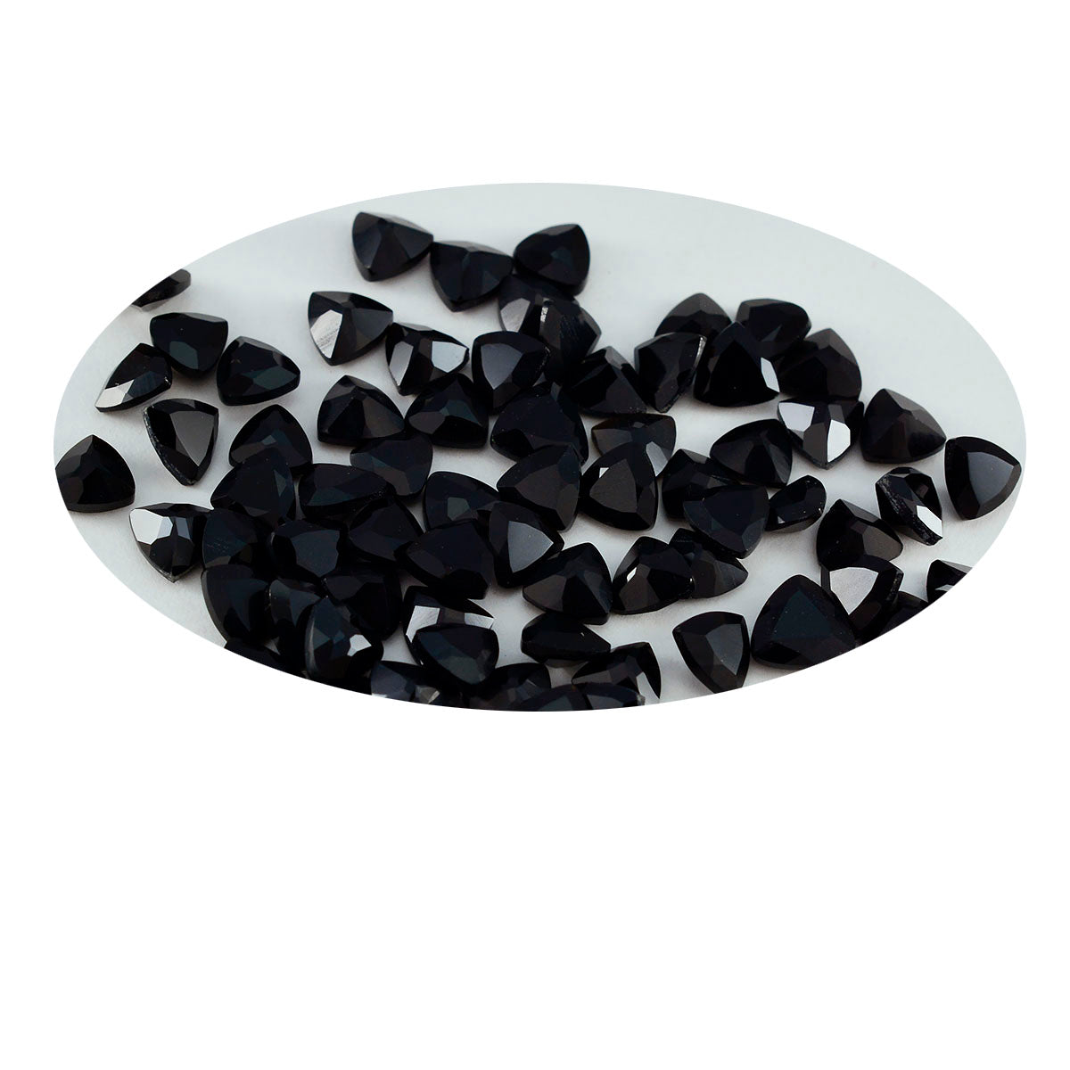Riyogems 1PC Natural Black Onyx Faceted 4x4 mm Trillion Shape A+ Quality Loose Gemstone