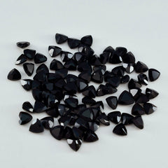 Riyogems 1PC Natural Black Onyx Faceted 4x4 mm Trillion Shape A+ Quality Loose Gemstone