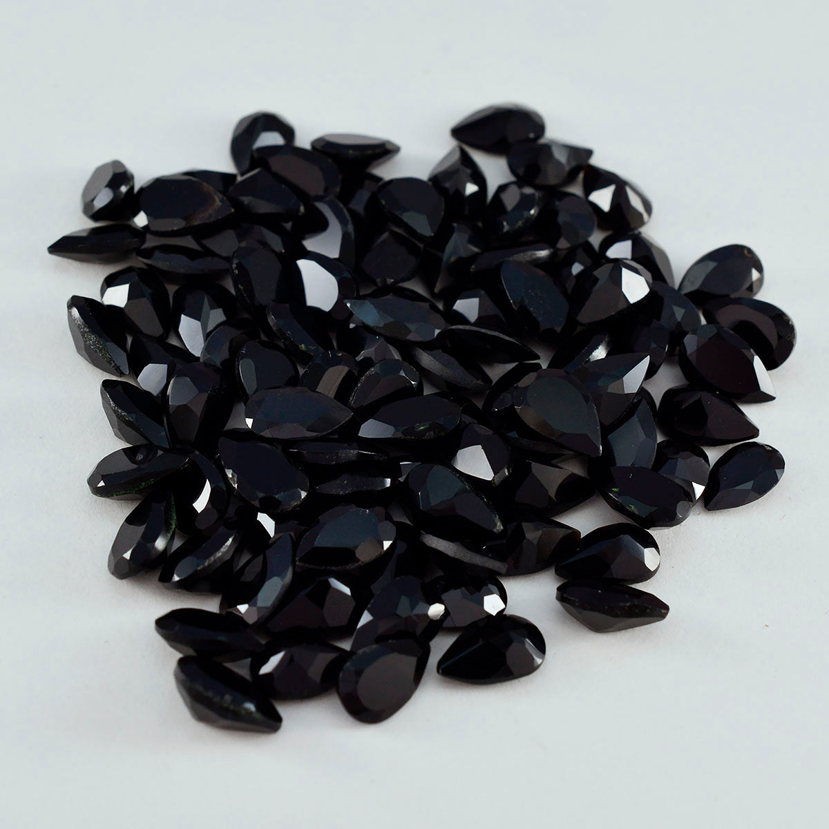 Riyogems 1PC Natural Black Onyx Faceted 4x6 mm Pear Shape cute Quality Loose Stone