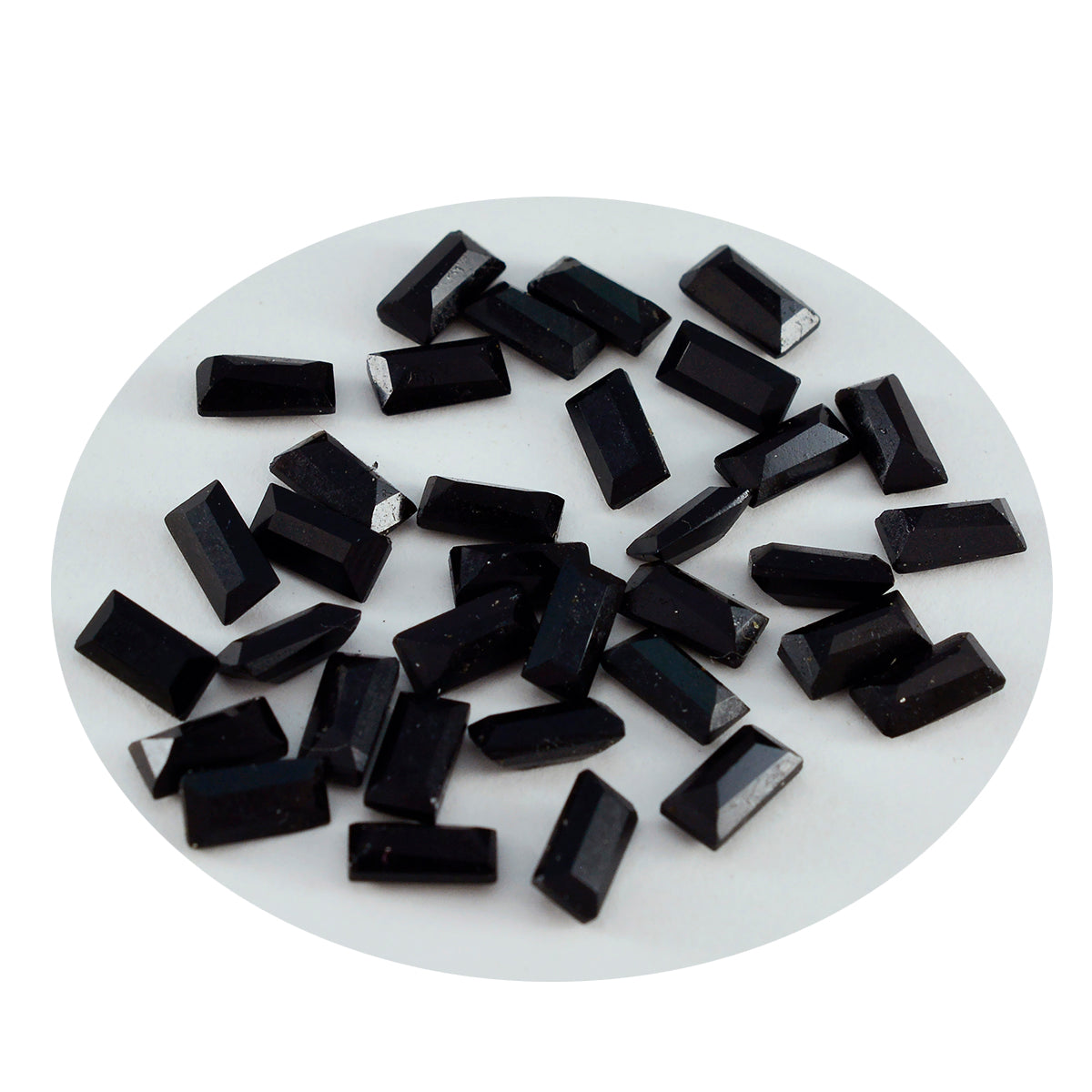Riyogems 1PC Natural Black Onyx Faceted 4x8 mm Baguette Shape beauty Quality Stone