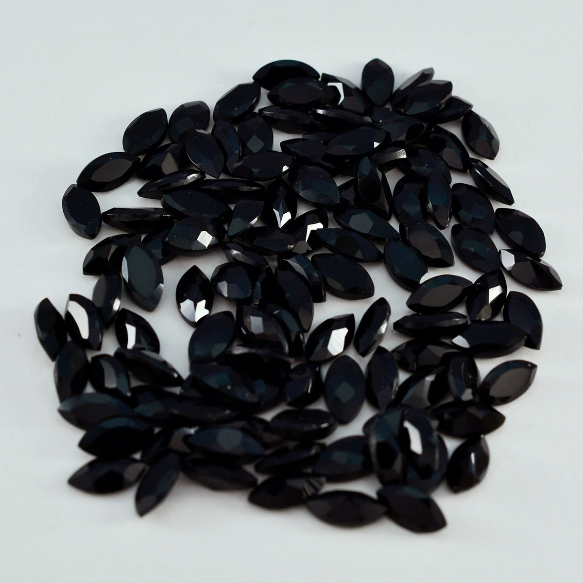 Riyogems 1PC Natural Black Onyx Faceted 5x10 mm Marquise Shape pretty Quality Loose Gem