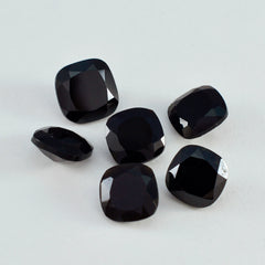 Riyogems 1PC Natural Black Onyx Faceted 6x6 mm Cushion Shape Good Quality Gemstone