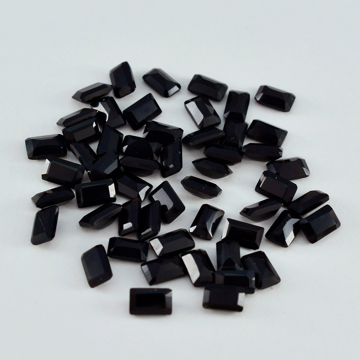 Riyogems 1PC Natural Black Onyx Faceted 6x8 mm Octagon Shape handsome Quality Loose Gemstone