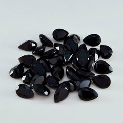 Riyogems 1PC Natural Black Onyx Faceted 7x10 mm Pear Shape AAA Quality Gems