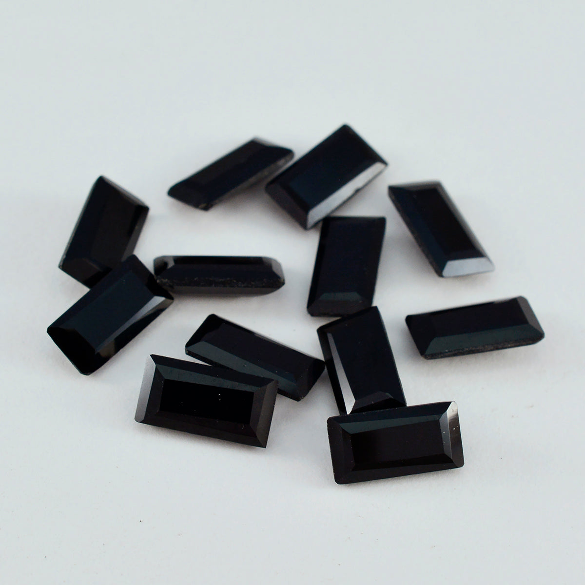 Riyogems 1PC Natural Black Onyx Faceted 7x14 mm Baguette Shape A Quality Loose Gems