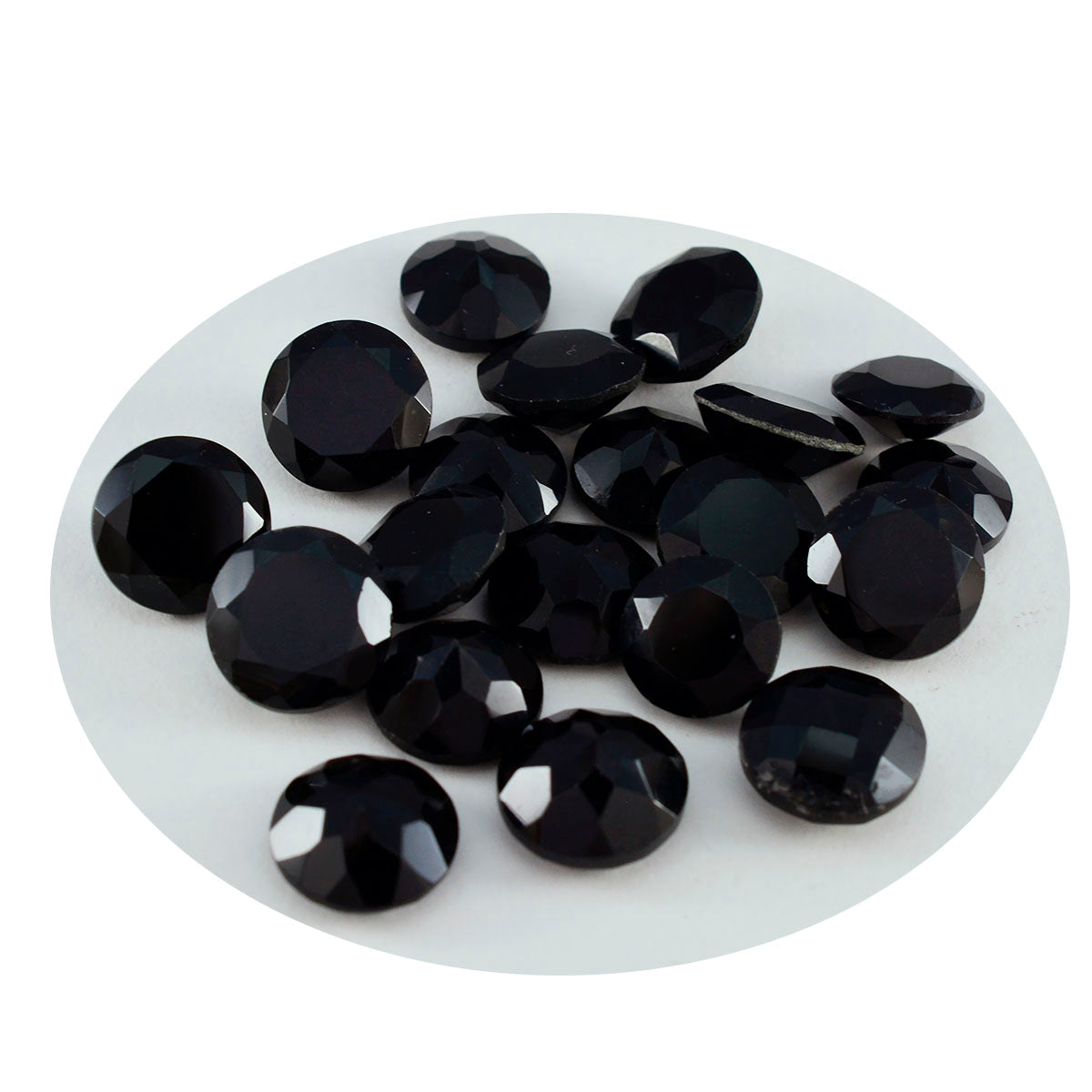 Riyogems 1PC Natural Black Onyx Faceted 7x7 mm Round Shape handsome Quality Stone