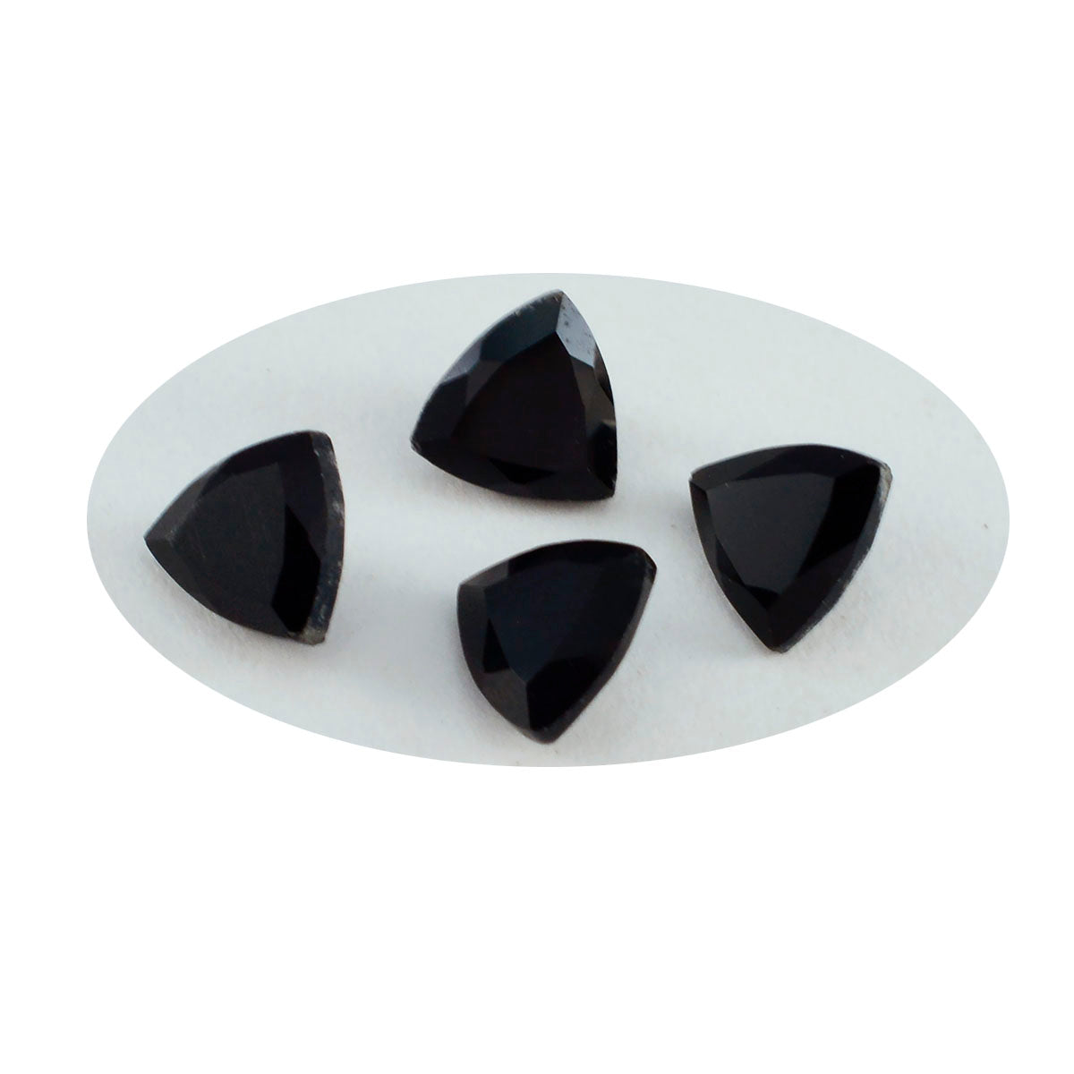 Riyogems 1PC Natural Black Onyx Faceted 7x7 mm Trillion Shape Good Quality Stone