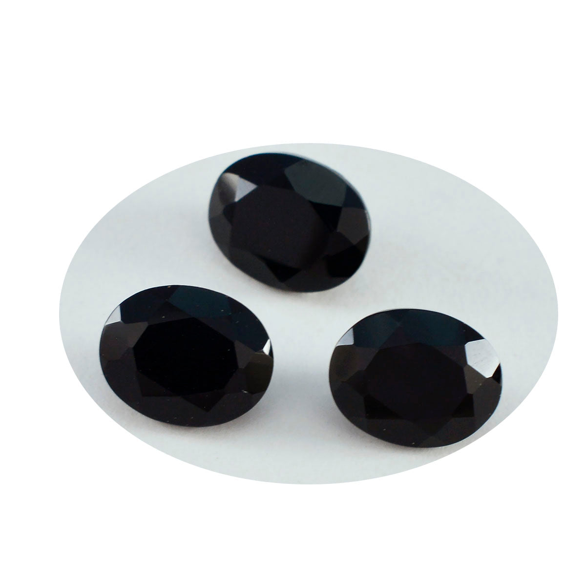 Riyogems 1PC Natural Black Onyx Faceted 8x10 mm Oval Shape wonderful Quality Gem