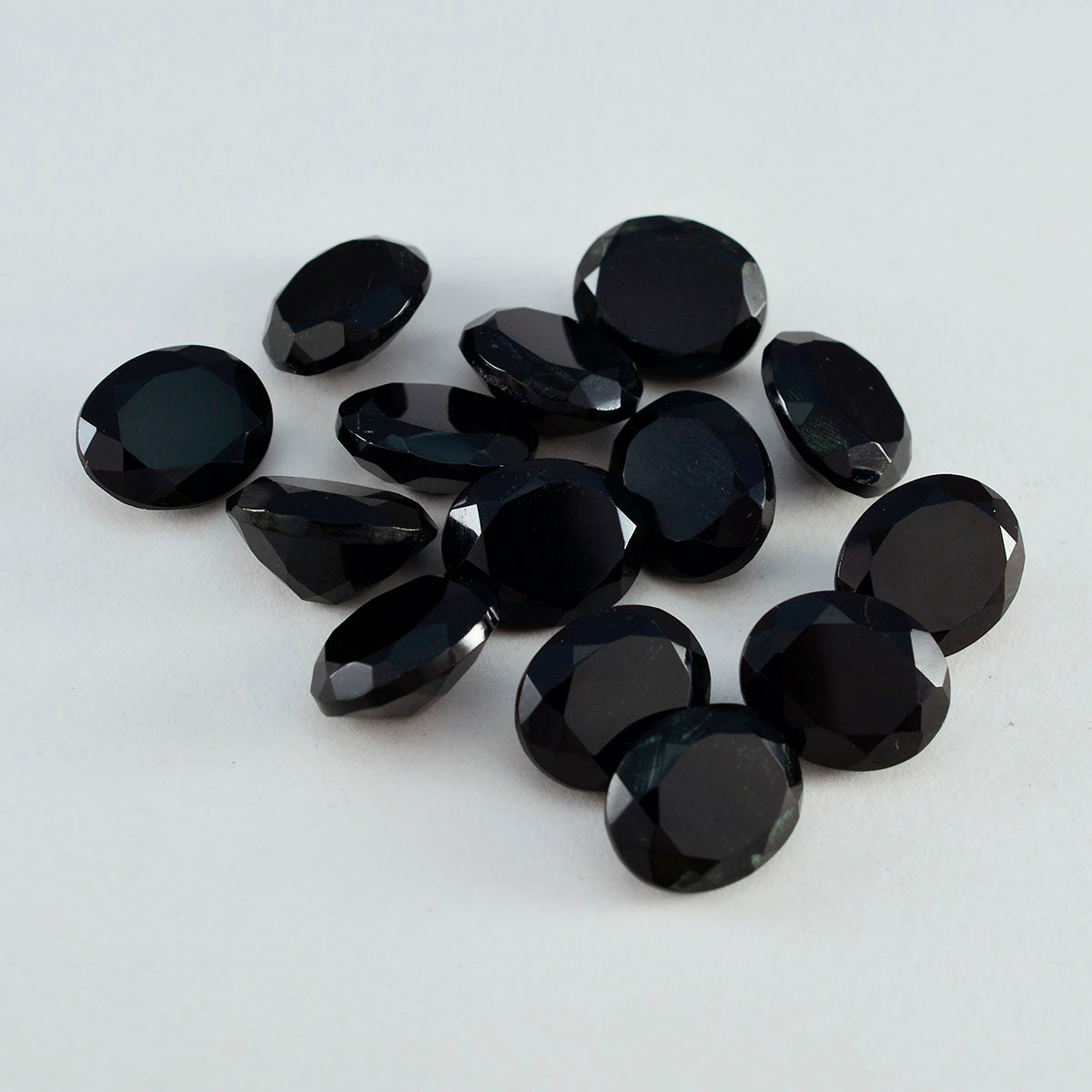 Riyogems 1PC Natural Black Onyx Faceted 8x10 mm Oval Shape wonderful Quality Gem