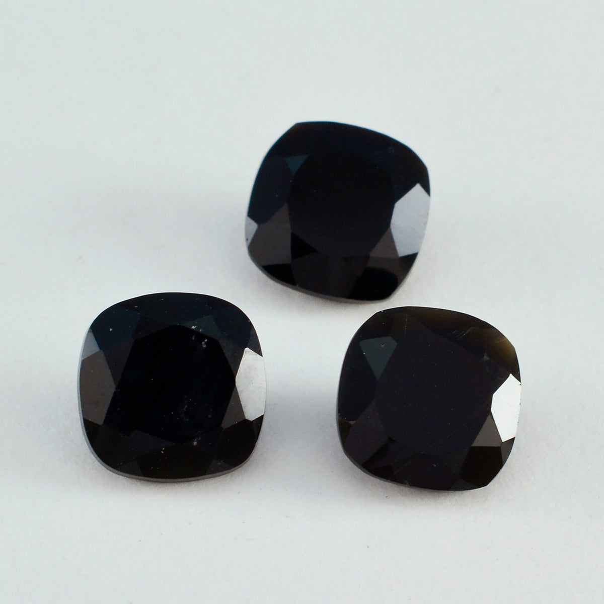 Riyogems 1PC Natural Black Onyx Faceted 9x9 mm Cushion Shape attractive Quality Loose Stone