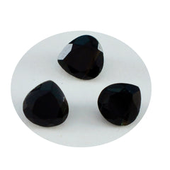 Riyogems 1PC Natural Black Onyx Faceted 9x9 mm Heart Shape AA Quality Gemstone