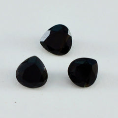 Riyogems 1PC Natural Black Onyx Faceted 9x9 mm Heart Shape AA Quality Gemstone