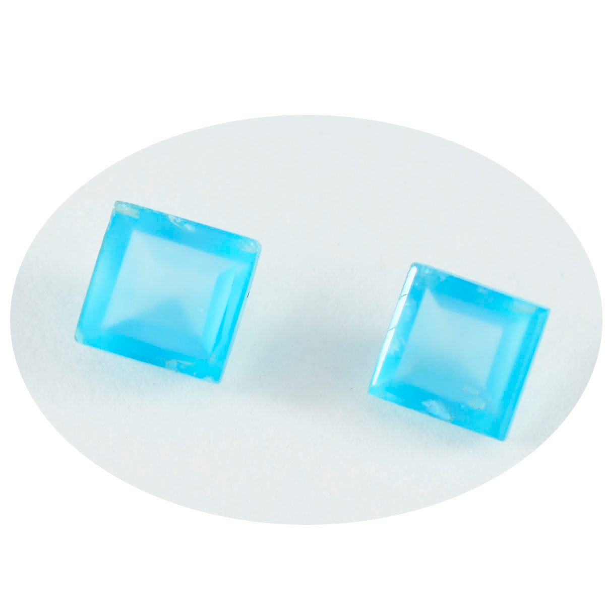 Riyogems 1PC Natural Blue Chalcedony Faceted 10x10 mm Square Shape beautiful Quality Gem