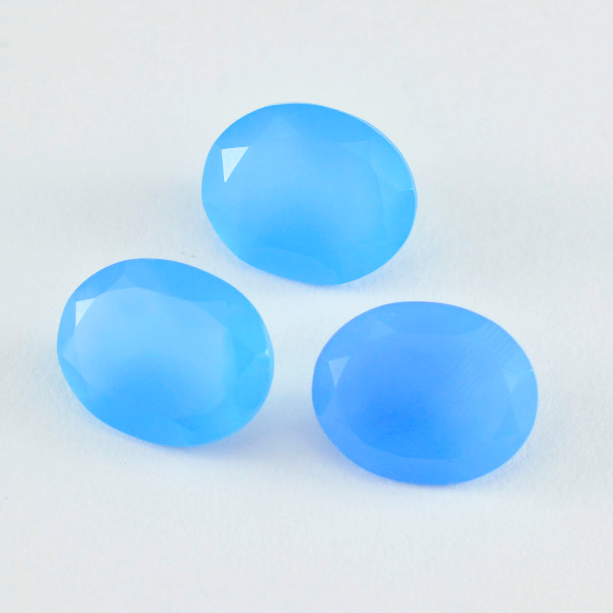 Riyogems 1PC Natural Blue Chalcedony Faceted 10x14 mm Oval Shape astonishing Quality Gemstone